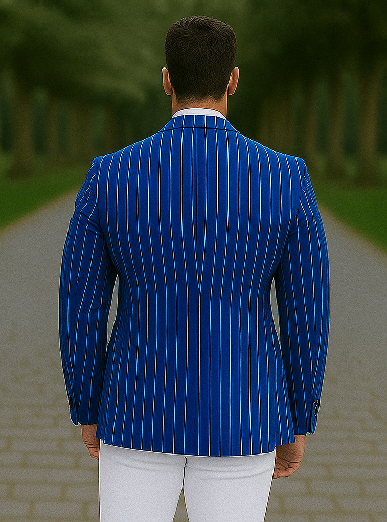 Royal Blue Pinstripe Blazer With White Pants - Suit Party Blazer - New Arrival - 36 Short