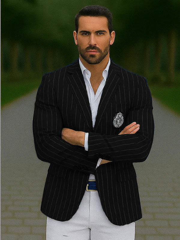Pinstripe Blazer Back and White Pants