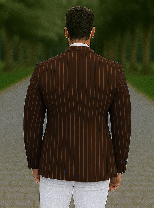 Pinstripe Blazer with White Pants