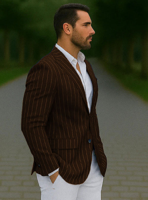 2 Button Pinstripe Blazer Brown