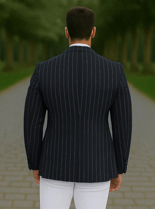 Pinstripe Blazer Charcoal with White Pants