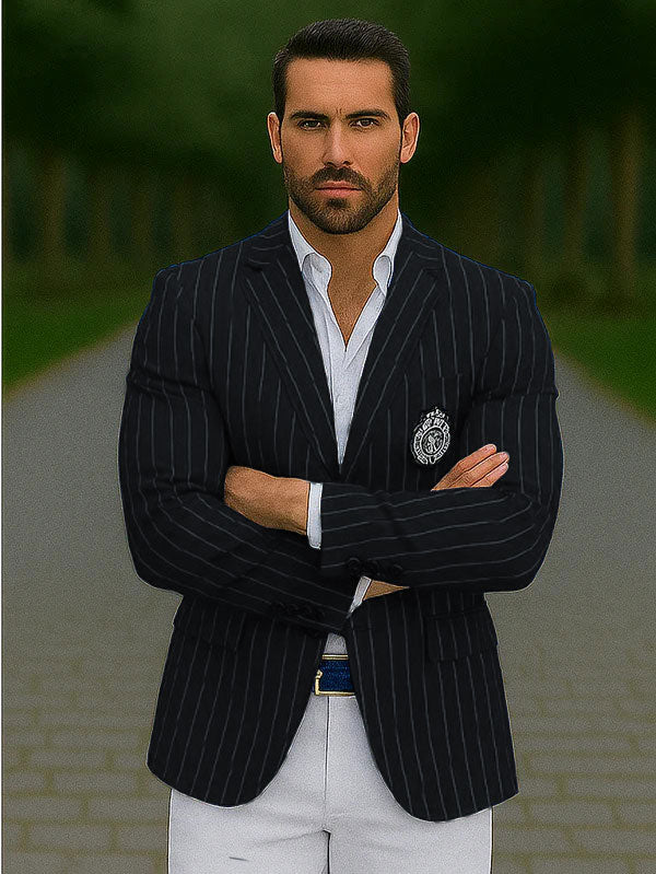 Royal Blue Pinstripe Blazer With White Pants - Suit Party Blazer - New Arrival - 36 Short