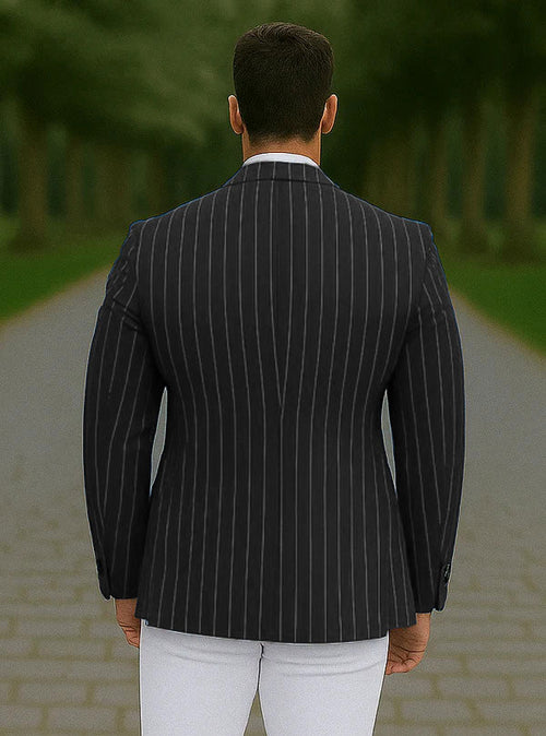 Pinstripe Blazer Gray with White Pants