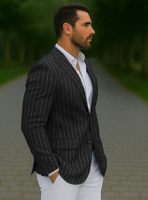 Royal Blue Pinstripe Blazer With White Pants - Suit Party Blazer - New Arrival - 36 Short