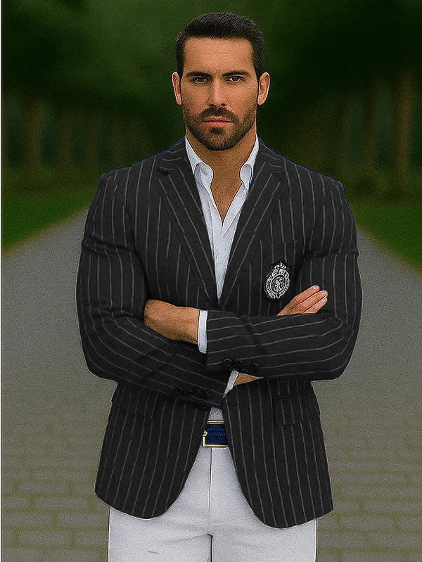 Royal Blue Pinstripe Blazer With White Pants - Suit Party Blazer - New Arrival - 36 Short