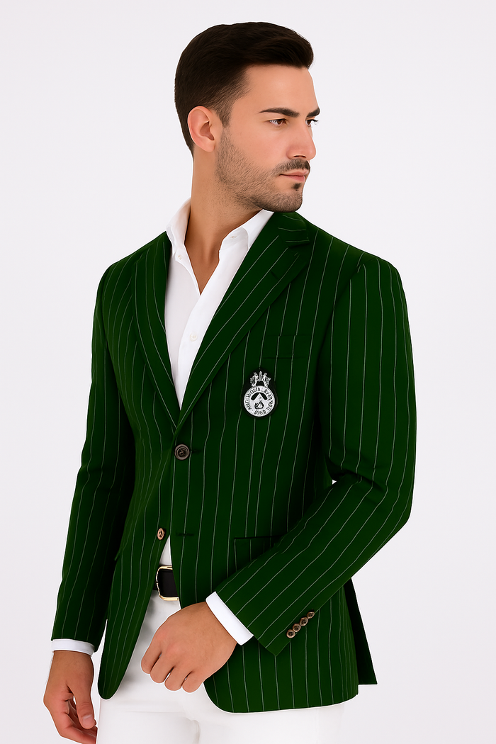 Royal Blue Pinstripe Blazer With White Pants - Suit Party Blazer - New Arrival
