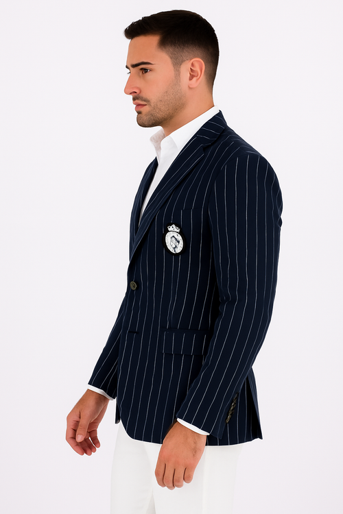 Royal Blue Pinstripe Blazer With White Pants - Suit Party Blazer - New Arrival
