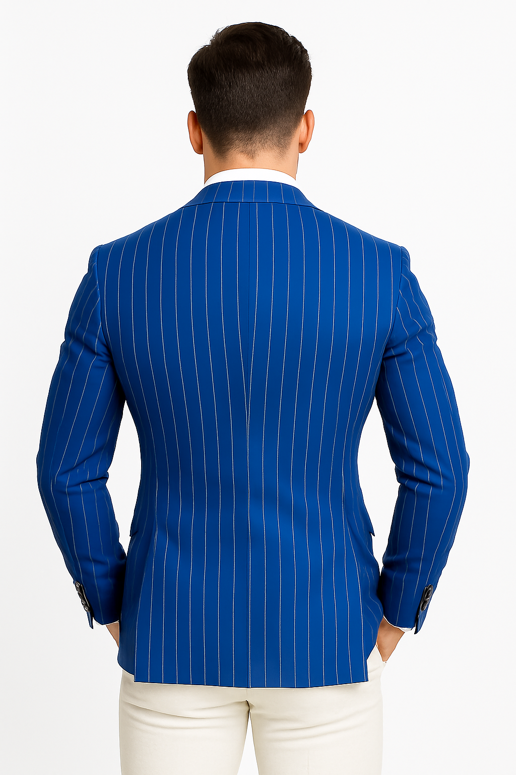 Royal Blue Pinstripe Blazer With White Pants - Suit Party Blazer - New Arrival - 36 Short