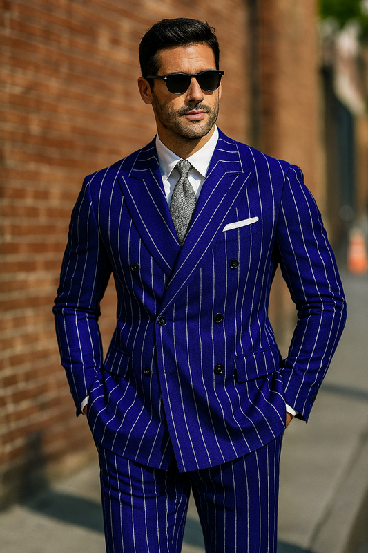 Royal Blue Pinstripe Suit - Gangster Suit - 1920's Suit - New Arrival