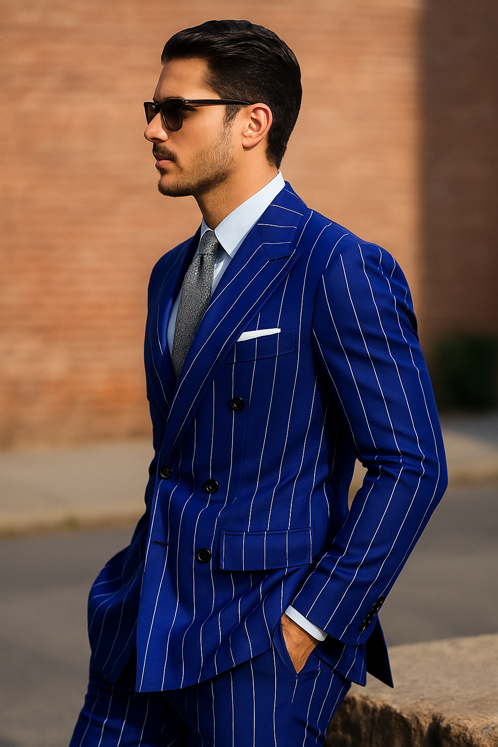 Royal Blue Pinstripe Suit - Gangster Suit - 1920's Suit - New Arrival - Coat Size 38