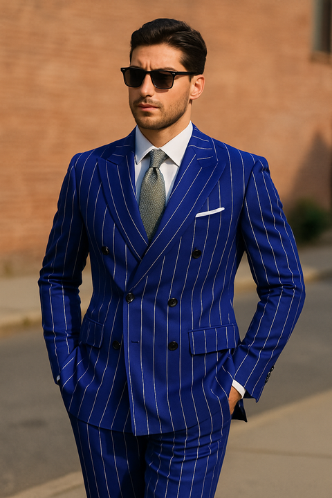 Royal Blue Pinstripe Suit - Gangster Suit - 1920's Suit - New Arrival