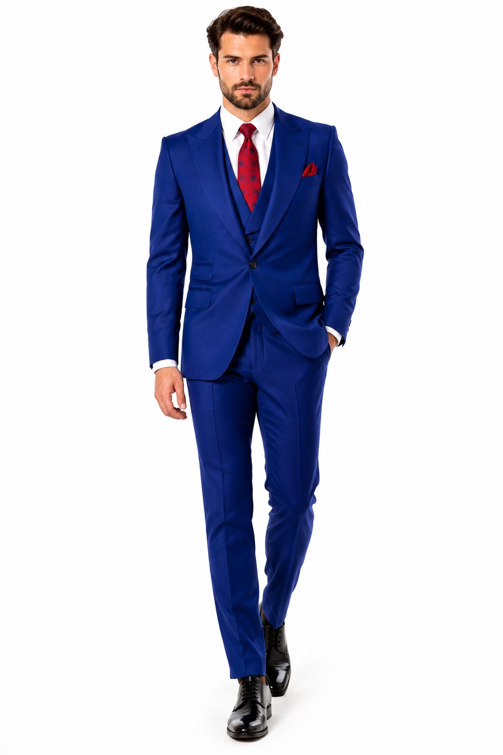 Big Lapel - Wide Lapel - Tom Ford Style Suit - Ticket Pocket - Royal Blue - 38 Short Jacket+32 Waist Adjustable 28to34)(Height: 5â€™4â€to5â€™7â€)(Neck 15-16.5)S-M)