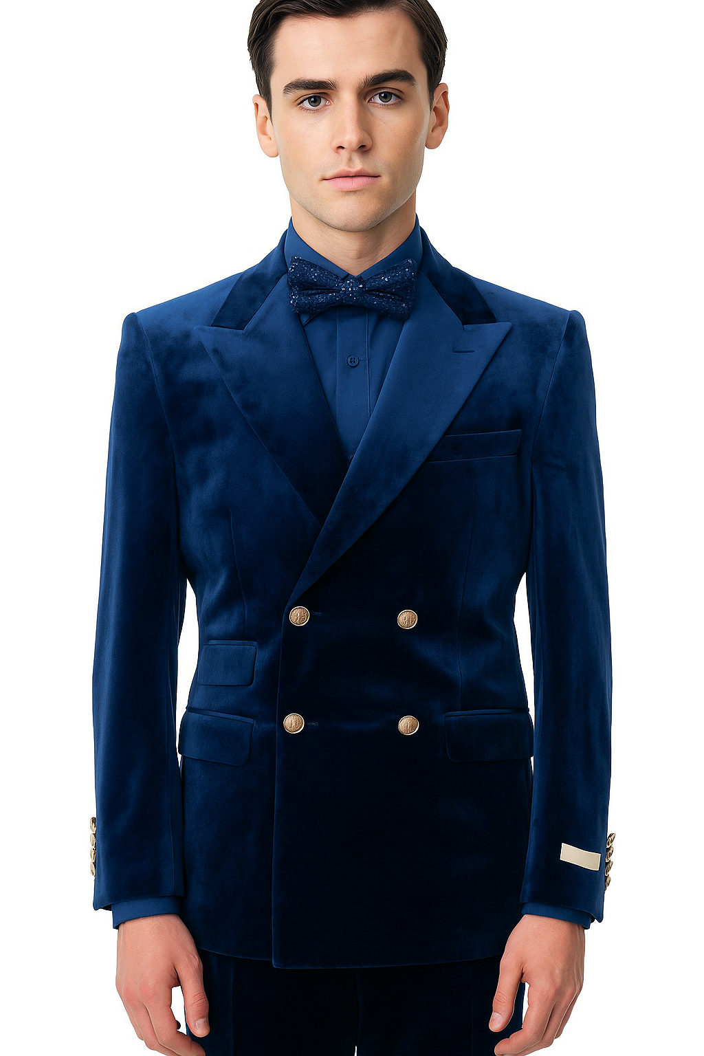Velvet Suits - Double Breasted Suits - Slim Fit Suit Royal Blue - 38 Short Jacket+32 Waist Adjustable 28to34)(Height: 5 4 to5 7 )(Neck  15-16.5)S-M)