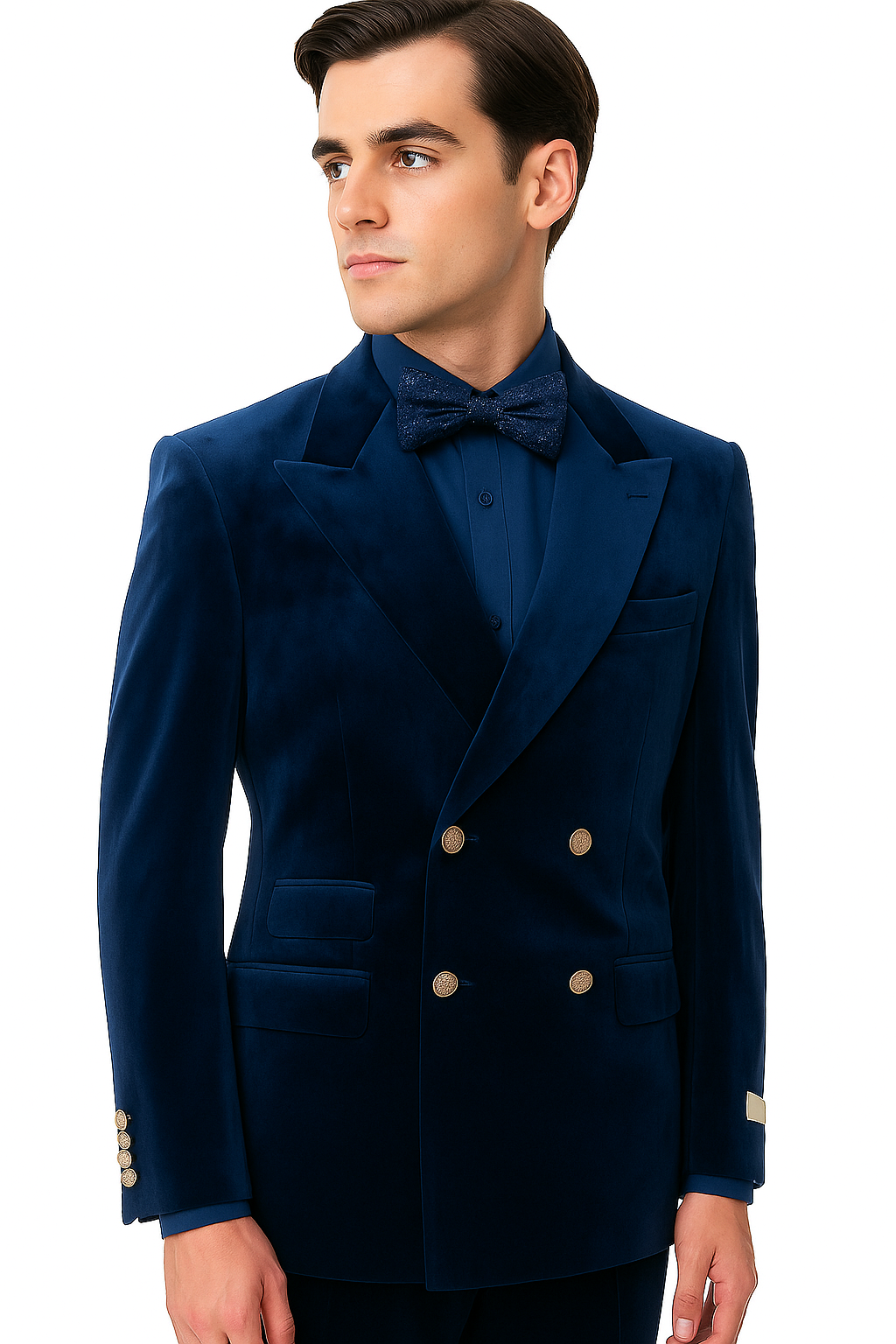 Velvet Suits - Double Breasted Suits - Slim Fit Suit Royal Blue - 38 Short Jacket+32 Waist Adjustable 28to34)(Height: 5 4 to5 7 )(Neck  15-16.5)S-M)