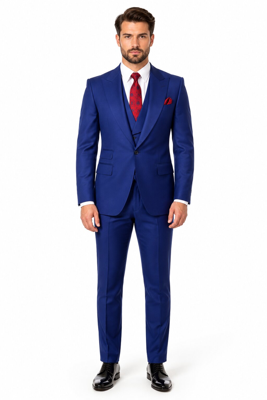 Big Lapel - Wide Lapel - Tom Ford Style Suit - Ticket Pocket - Royal Blue - 38 Short Jacket+32 Waist Adjustable 28to34)(Height: 5â€™4â€to5â€™7â€)(Neck 15-16.5)S-M)