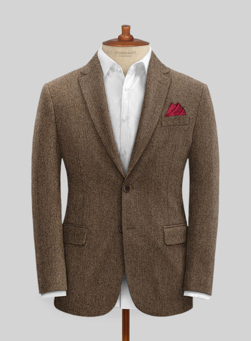 Rust Wool Tweed Suit Heritage Herringbone Design for Men
