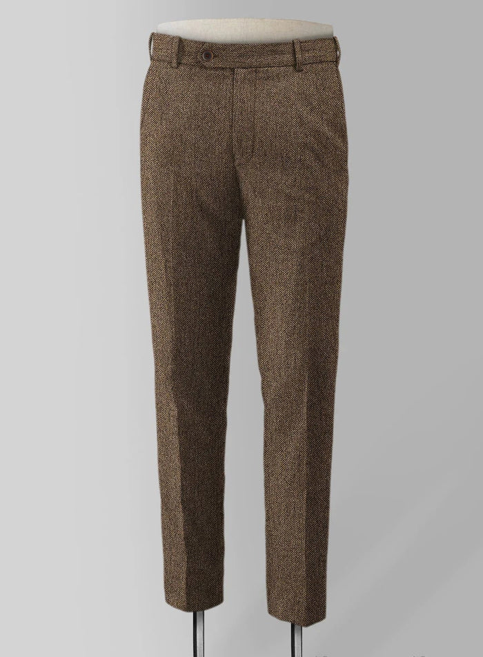 Rust Wool Tweed Suit Heritage Herringbone Design for Men