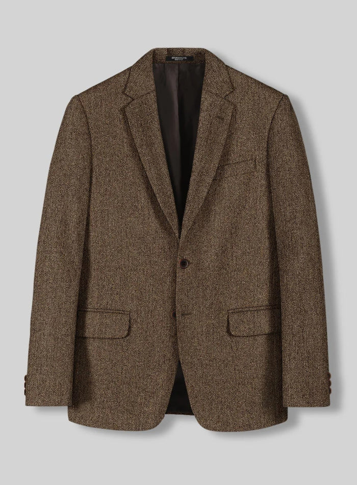 Rust Wool Tweed Suit Heritage Herringbone Design for Men
