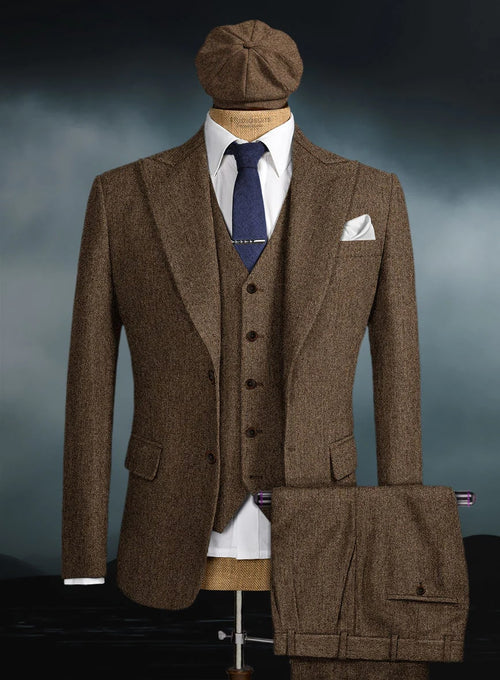 Peaky Blinders Gentlemans Suit Classic Brown Tweed Vintage Look-New Designer Collection