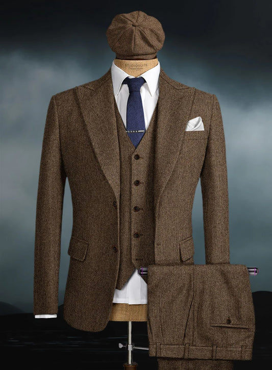 Peaky Blinders Gentlemans Suit – Classic Brown Tweed Vintage Look-New Designer Collection