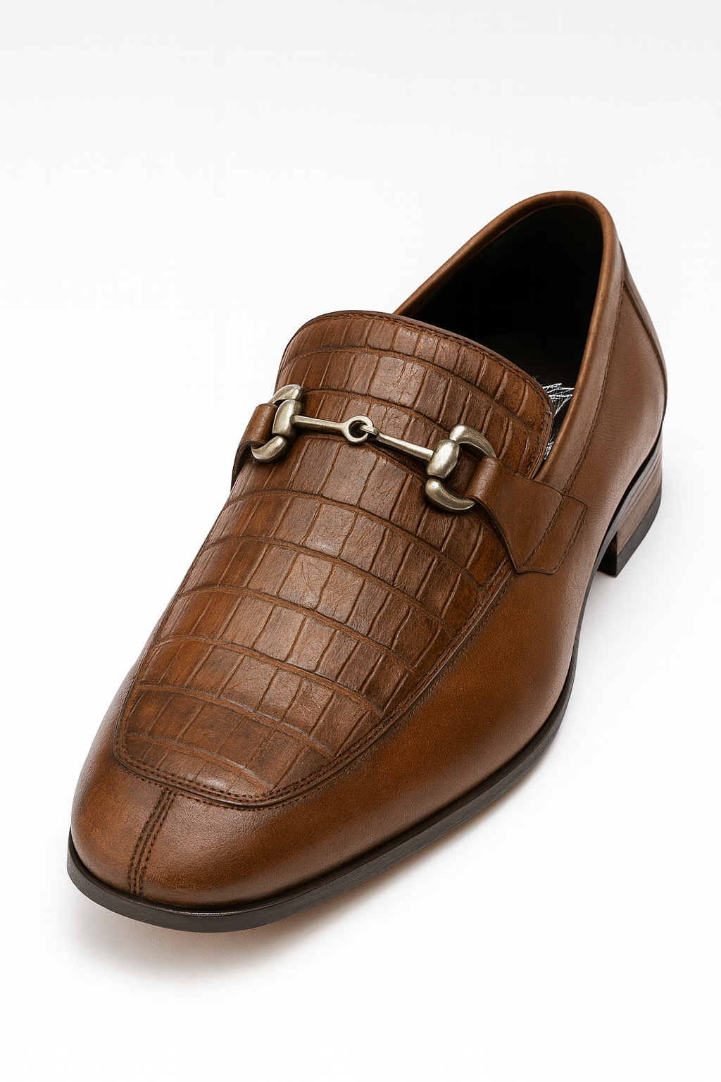 Mens Regal Brown Slip-On Shoes| Genuine Crocodile and Calfskin Leather - 6EE