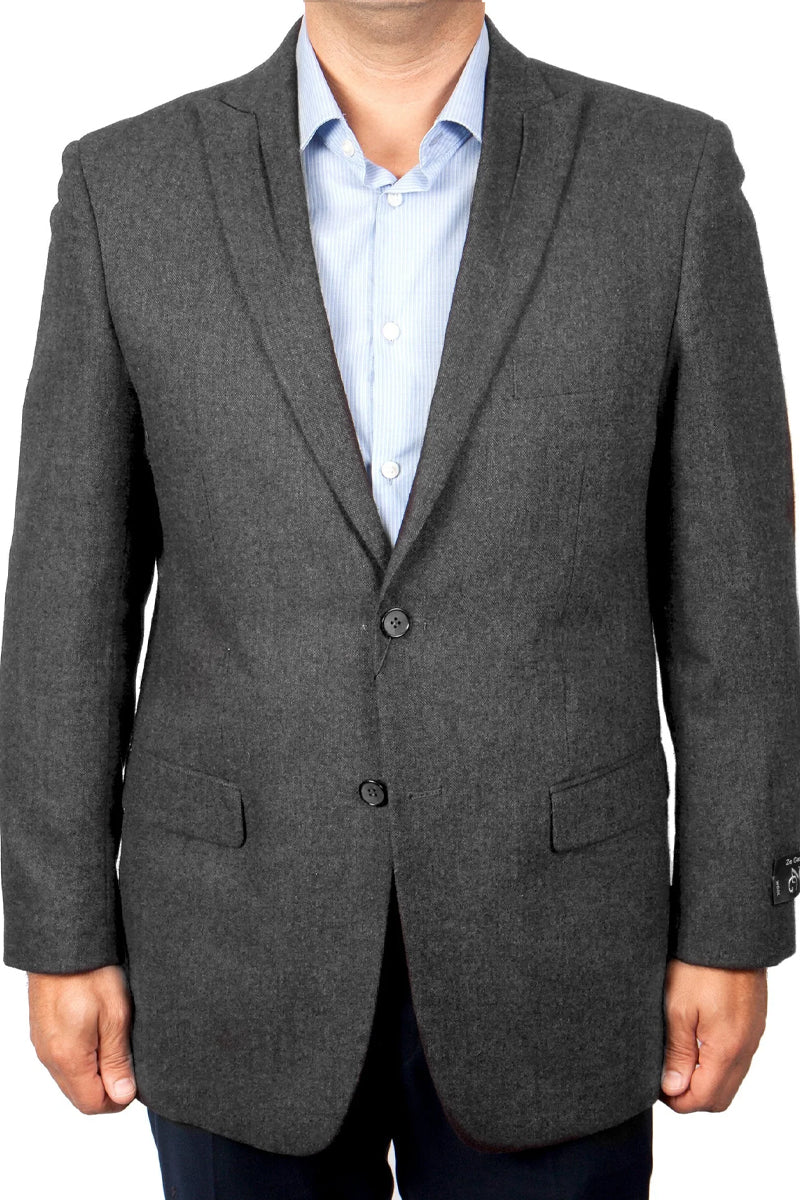 Grey Wool Blazer for Men - Two Button Peak Lapel Style