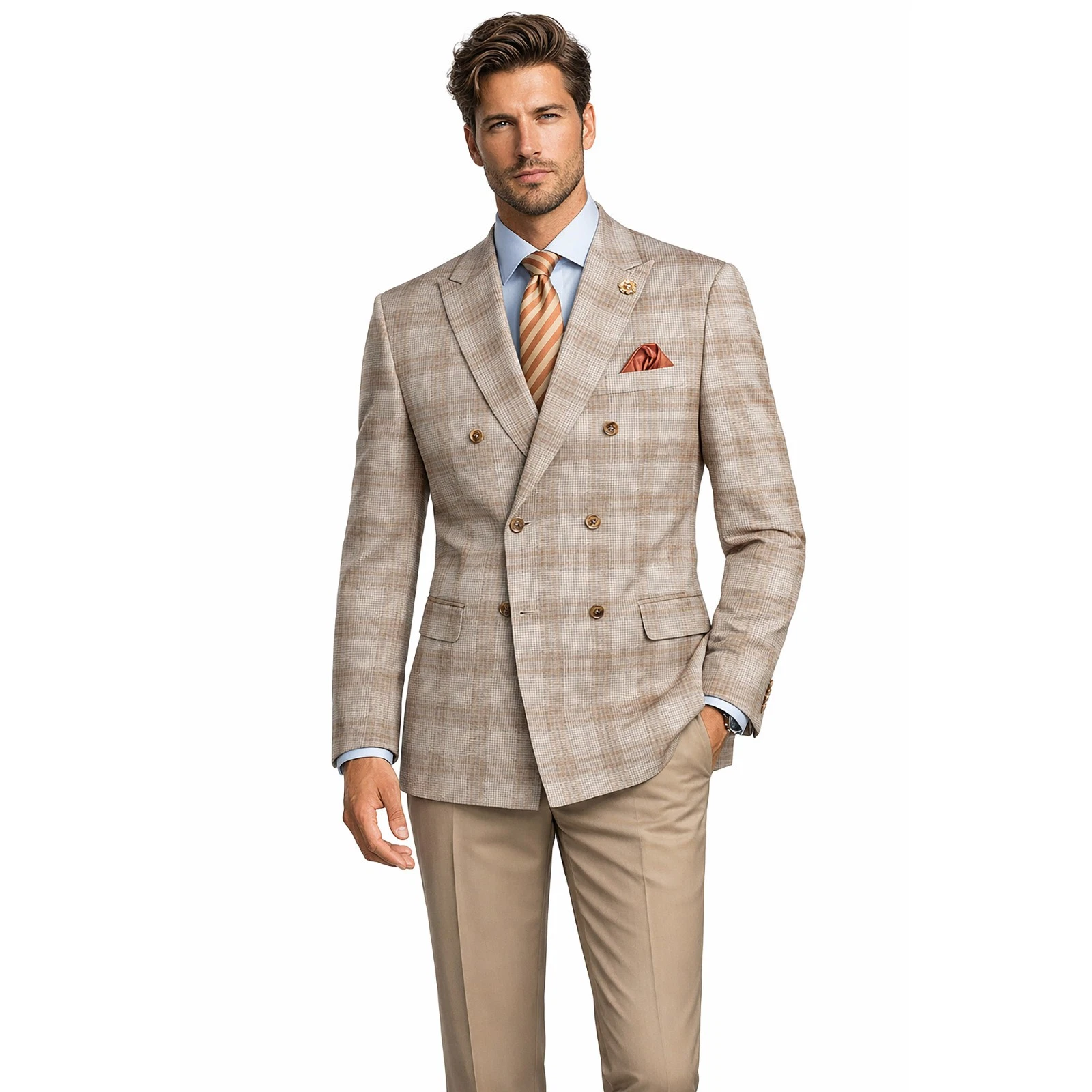 Men Regular-Fit Windowpane Blazer Jacket - 36 Short