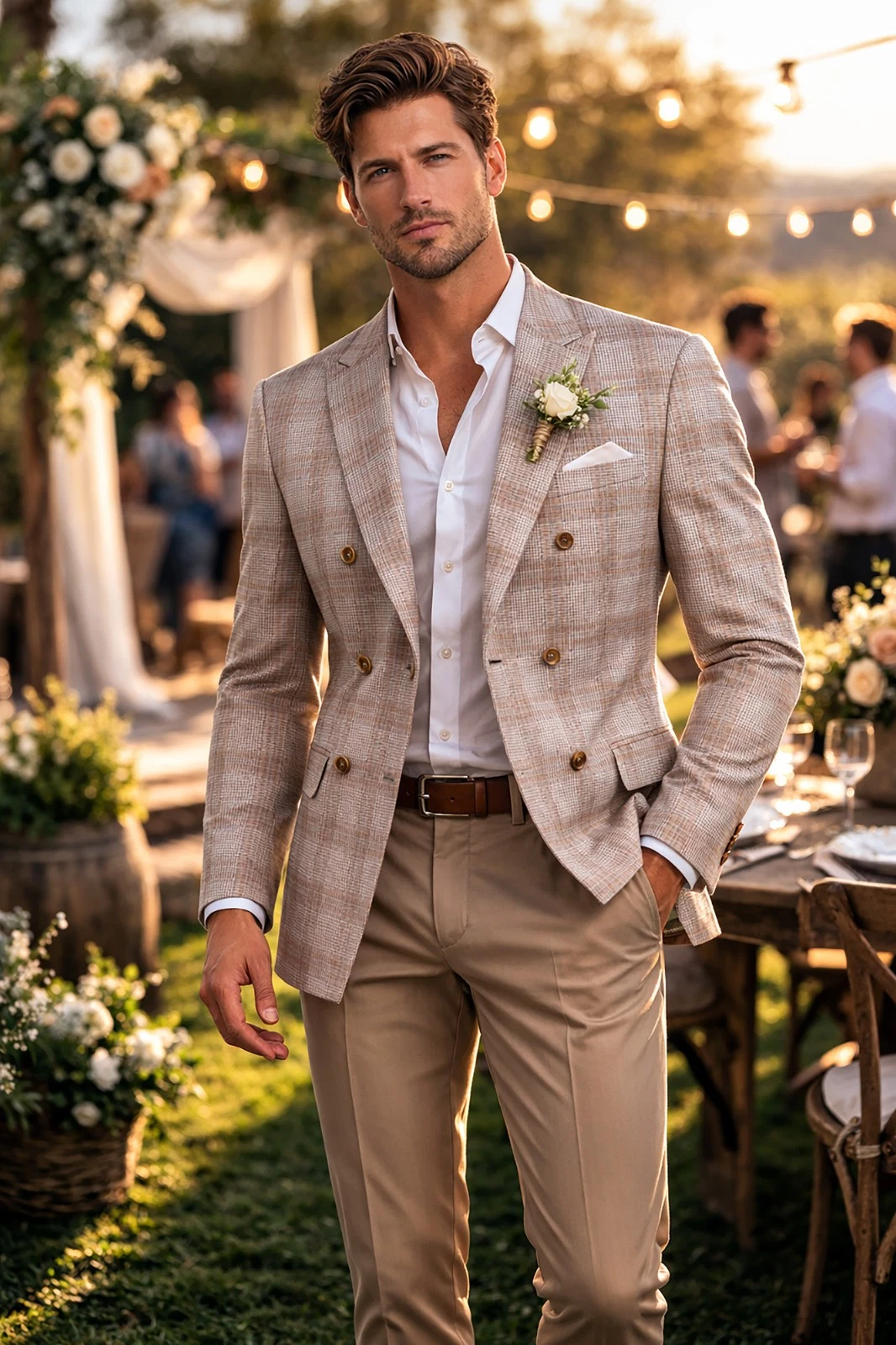 Men Regular-Fit Windowpane Blazer Jacket - 36 Short