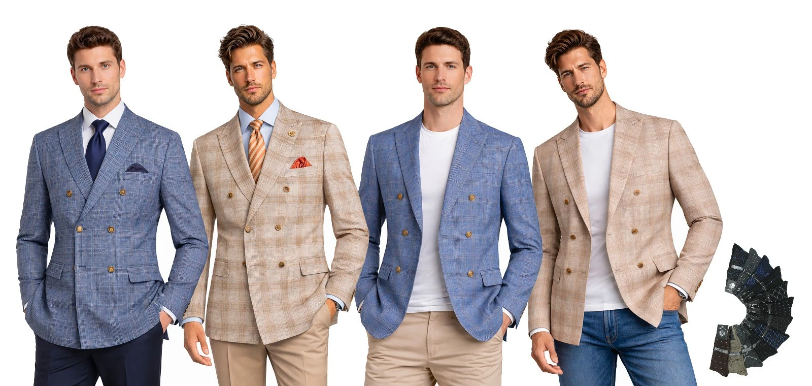 Men Regular-Fit Windowpane Blazer Jacket - 36 Short