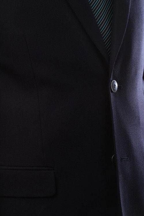 Mens 2-Button Navy Blazer Superior 150s Wool-Feel Microfiber Jacket