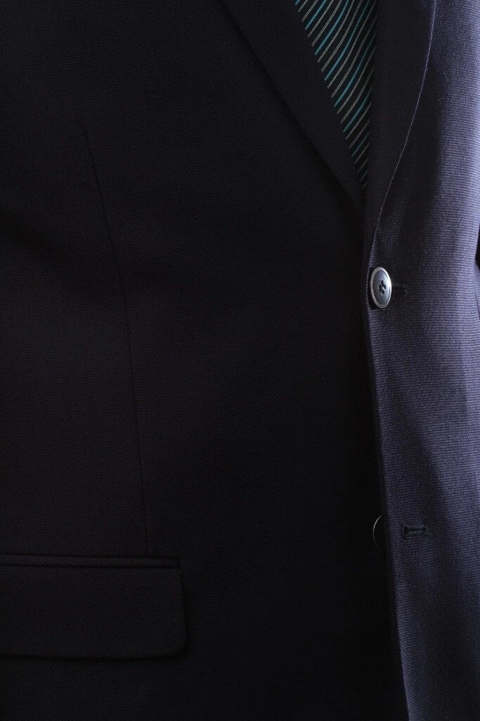 Mens 2-Button Navy Blazer Superior 150s Wool-Feel Microfiber Jacket