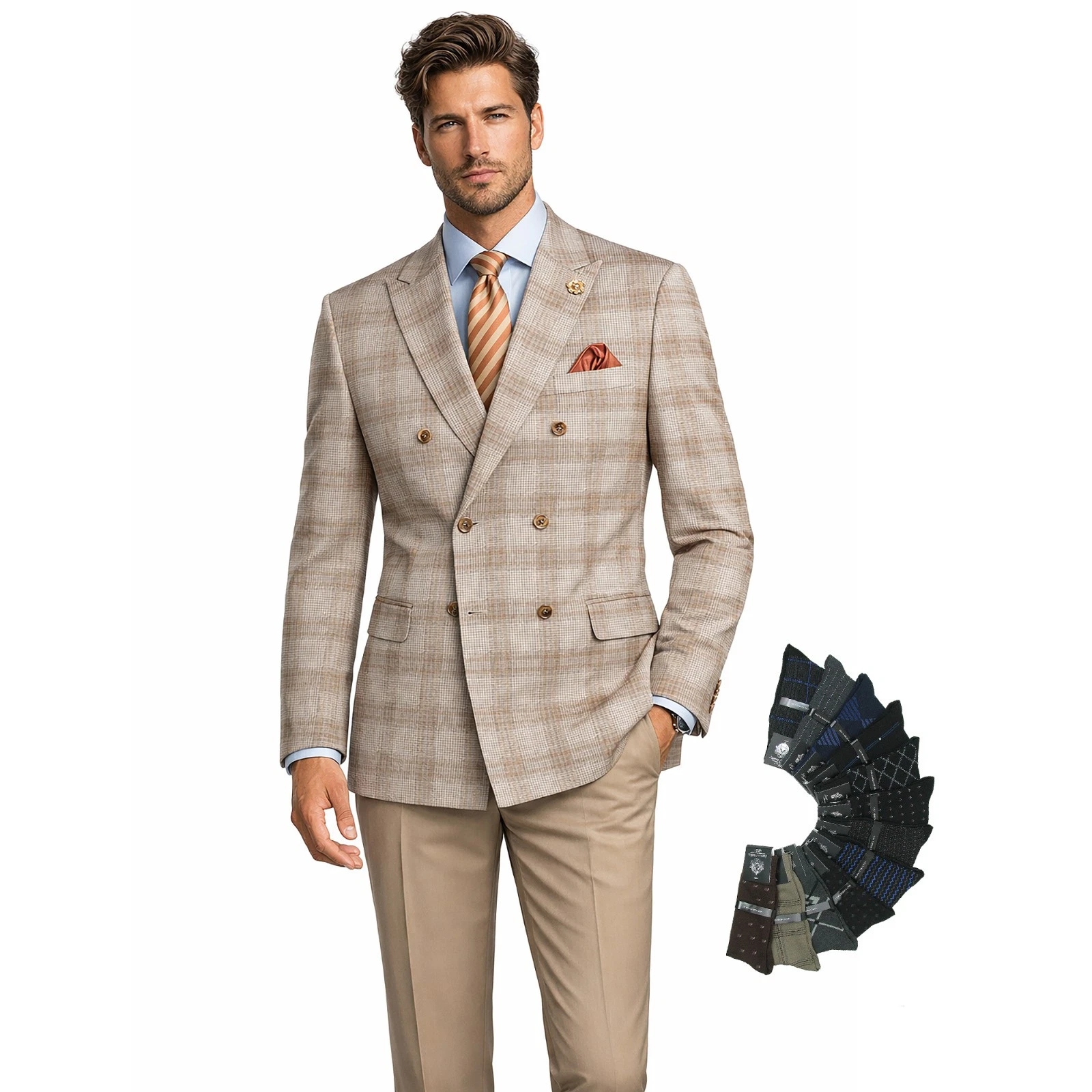 Men Regular-Fit Windowpane Blazer Jacket - 36 Short