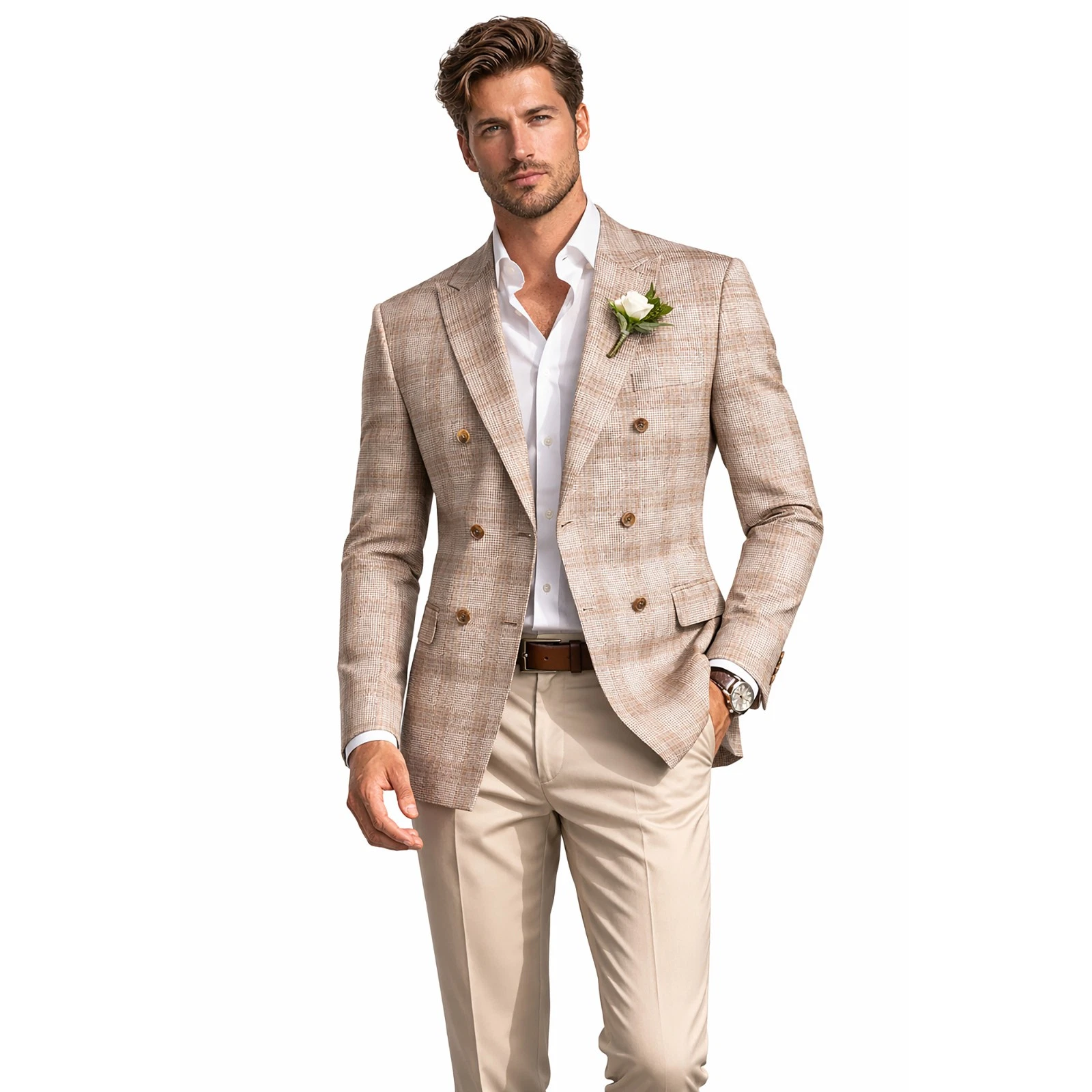 Men Regular-Fit Windowpane Blazer Jacket - 36 Short