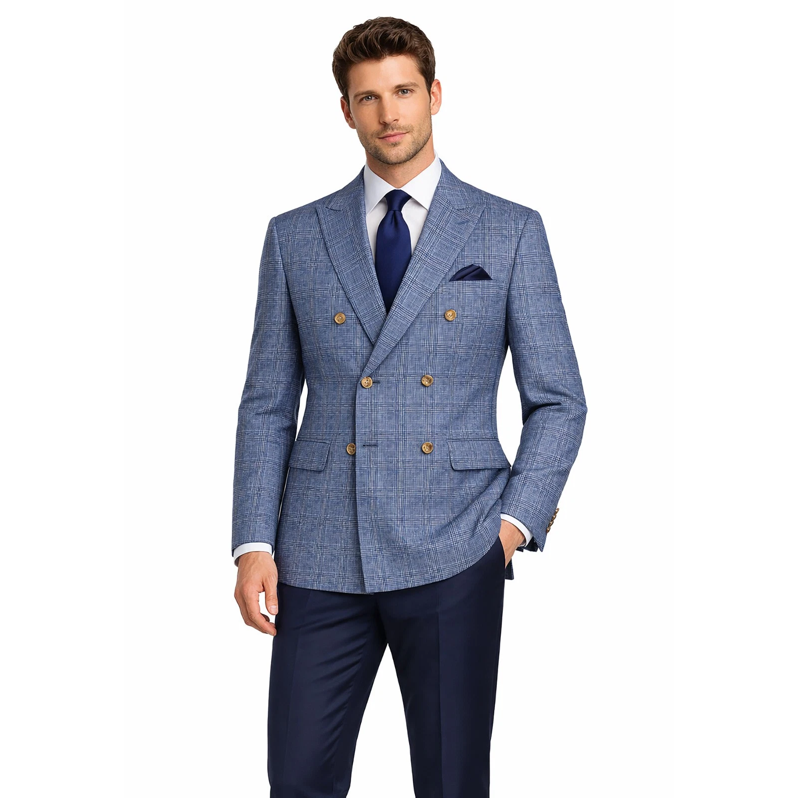 Men Regular-Fit Windowpane Blazer Jacket - 36 Short