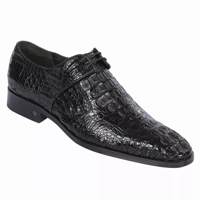 Mens Black Genuine Full Crocodile Leather Lace-Up Dress Shoes
