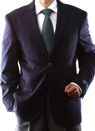 Mens 2-Button Navy Blazer Superior 150s Wool-Feel Microfiber Jacket