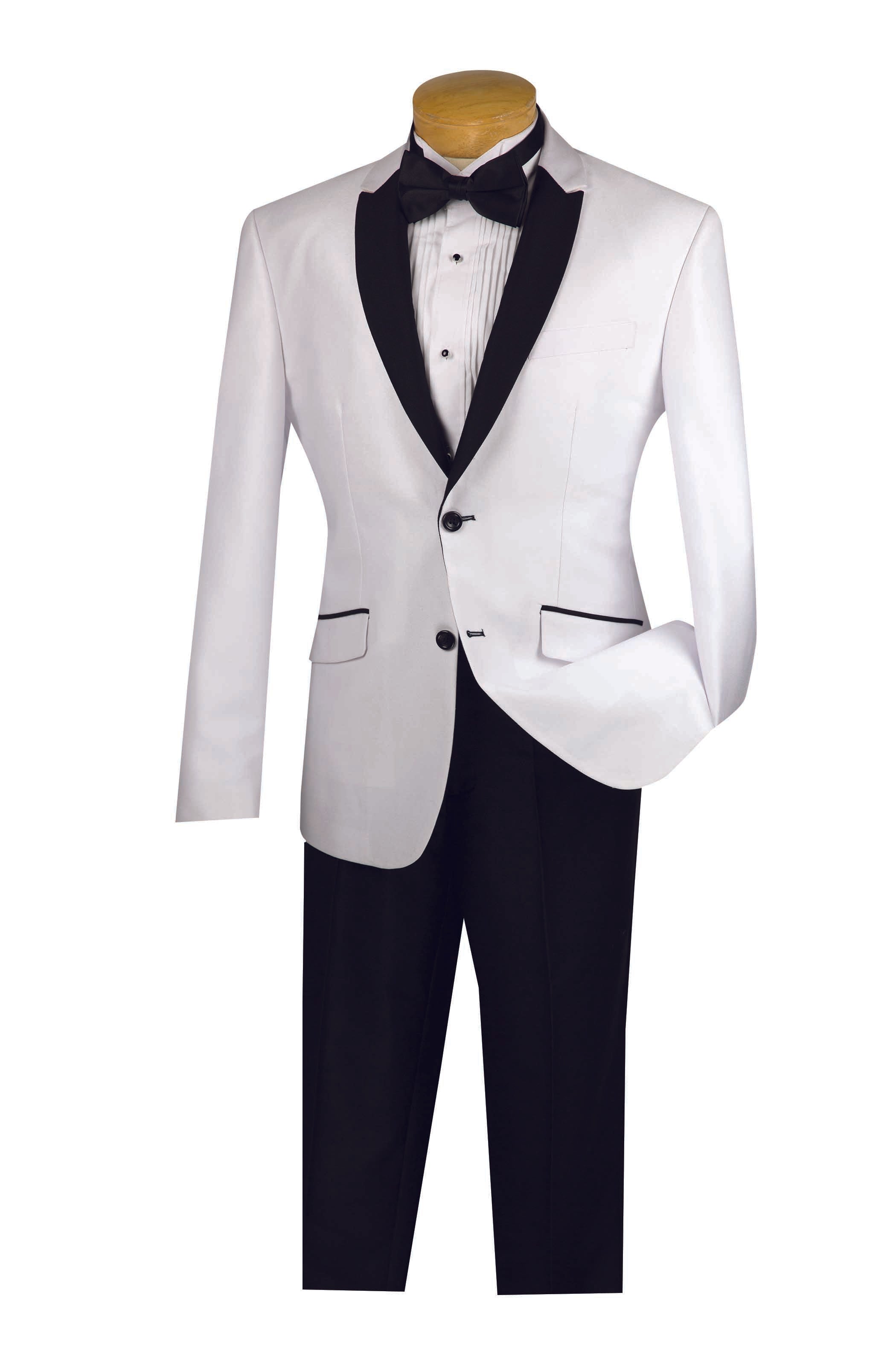 Slim Fit Shiny Sharkskin Men's 2 Piece Suit in White - White