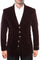 Men's Five Button Vintage Style Velvet Coat in Burgundy