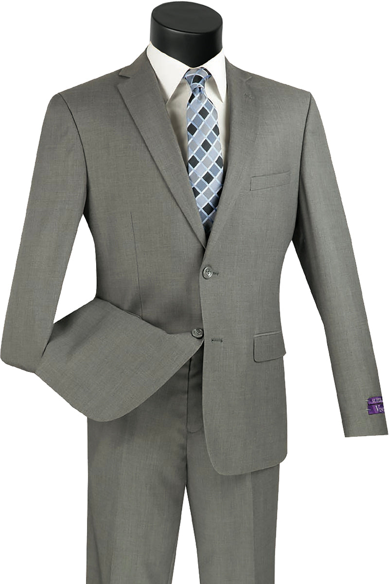 Mens Ultra Slim Fit Wool Feel Suit in Grey - 36 Short