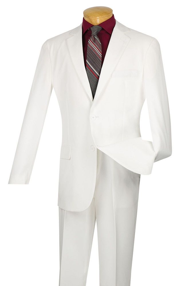 Flat Front Pants Vinci Men's 2-Piece Poplin Suit - Discounted 2-Button Jacket & Flat Front Pants