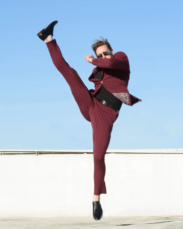 Stretch Fabric - "Burgundy" Light Weight Suit - Slim Fitted Suit "Style #"