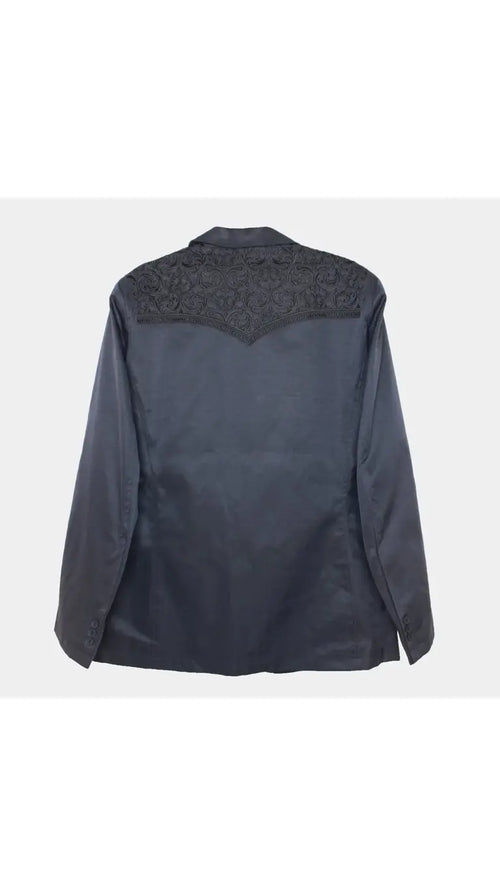 Mens Cowboy Blazer - Western Jacket in Color "Navy Blue" Ultra Slim Fitted (Buy 1 Size UP)