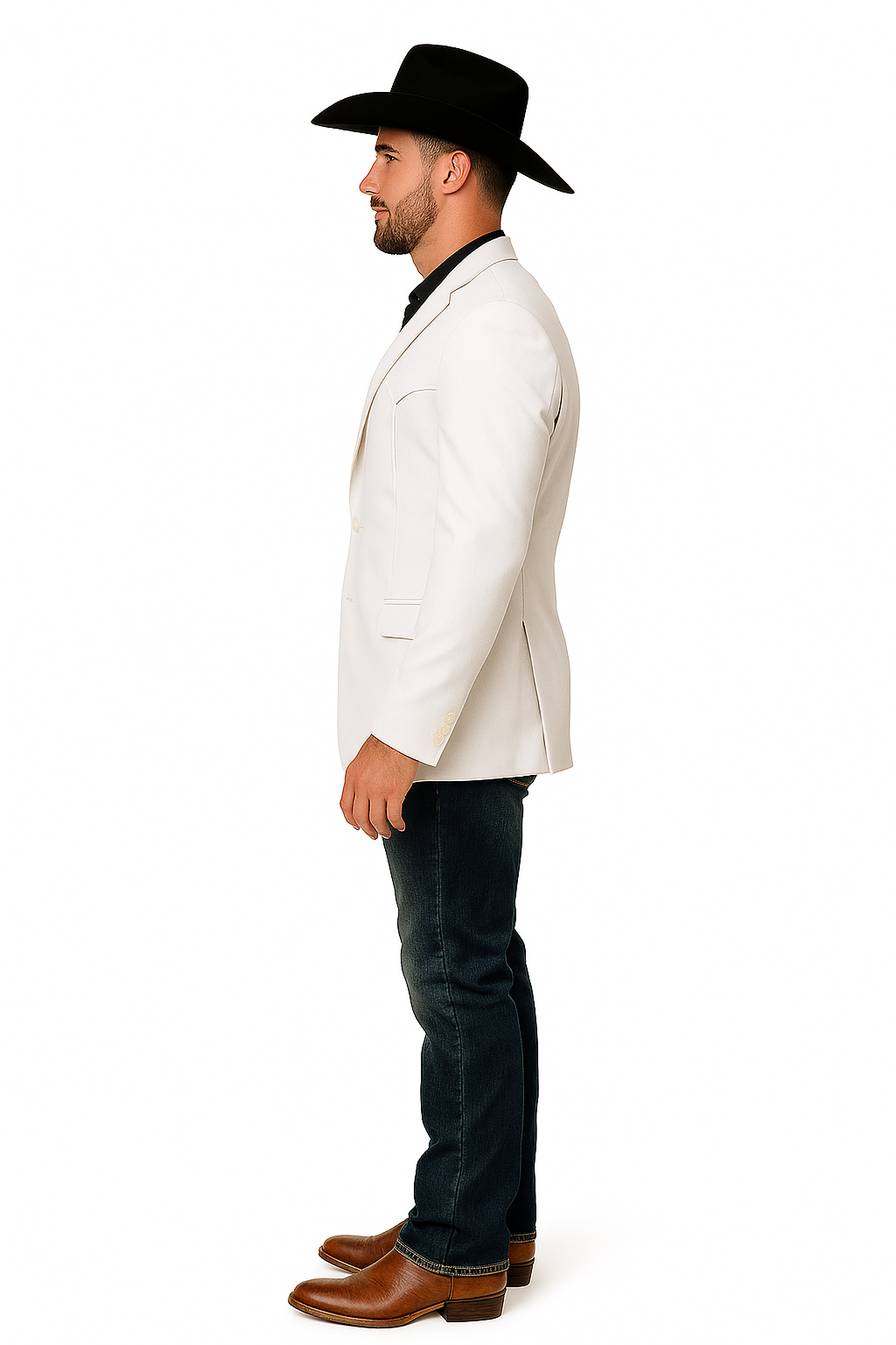 Western Blazer - Saco Para Hombre - Mens Double Button Western White Blazer - 36 Short