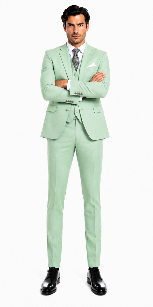 Modern Fit - Mint Green Groomsmen Suit - Modern Fit Suit