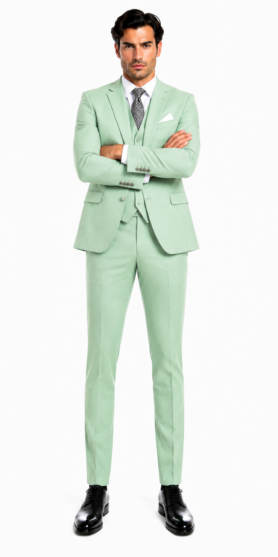 Modern Fit - Mint Green Groomsmen Suit - Modern Fit Suit