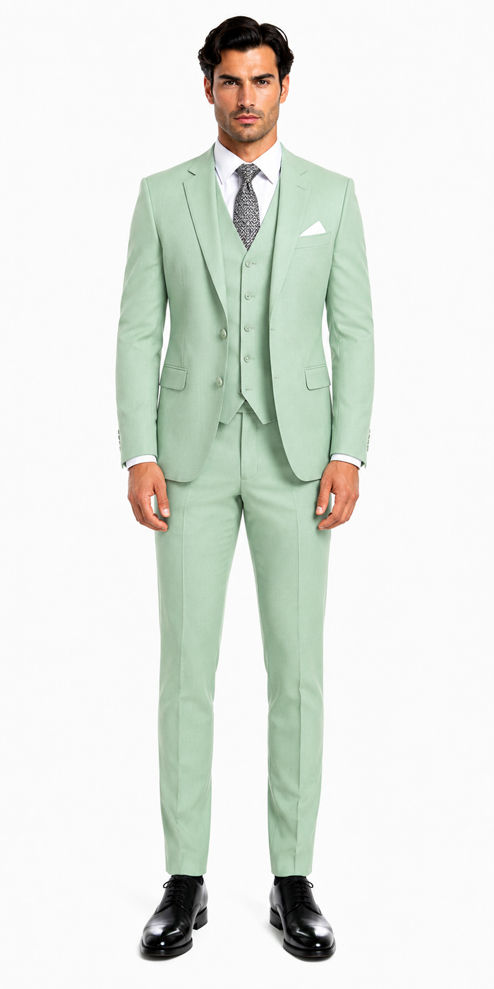 Modern Fit - Mint Green Groomsmen Suit - Modern Fit Suit