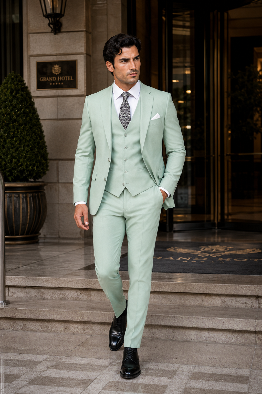 Modern Fit - Mint Green Groomsmen Suit - Modern Fit Suit