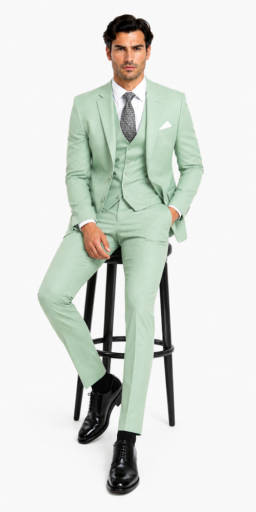 Modern Fit - Mint Green Groomsmen Suit - Modern Fit Suit