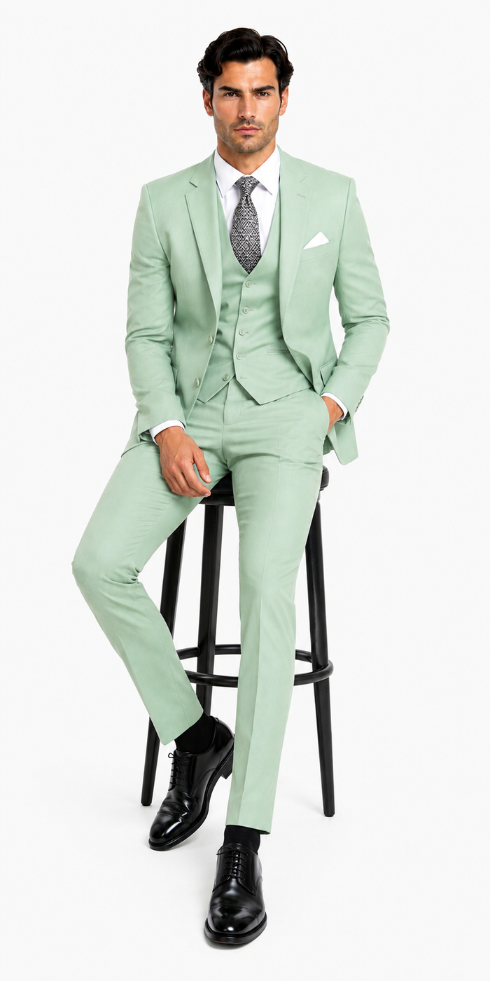 Modern Fit - Mint Green Groomsmen Suit - Modern Fit Suit