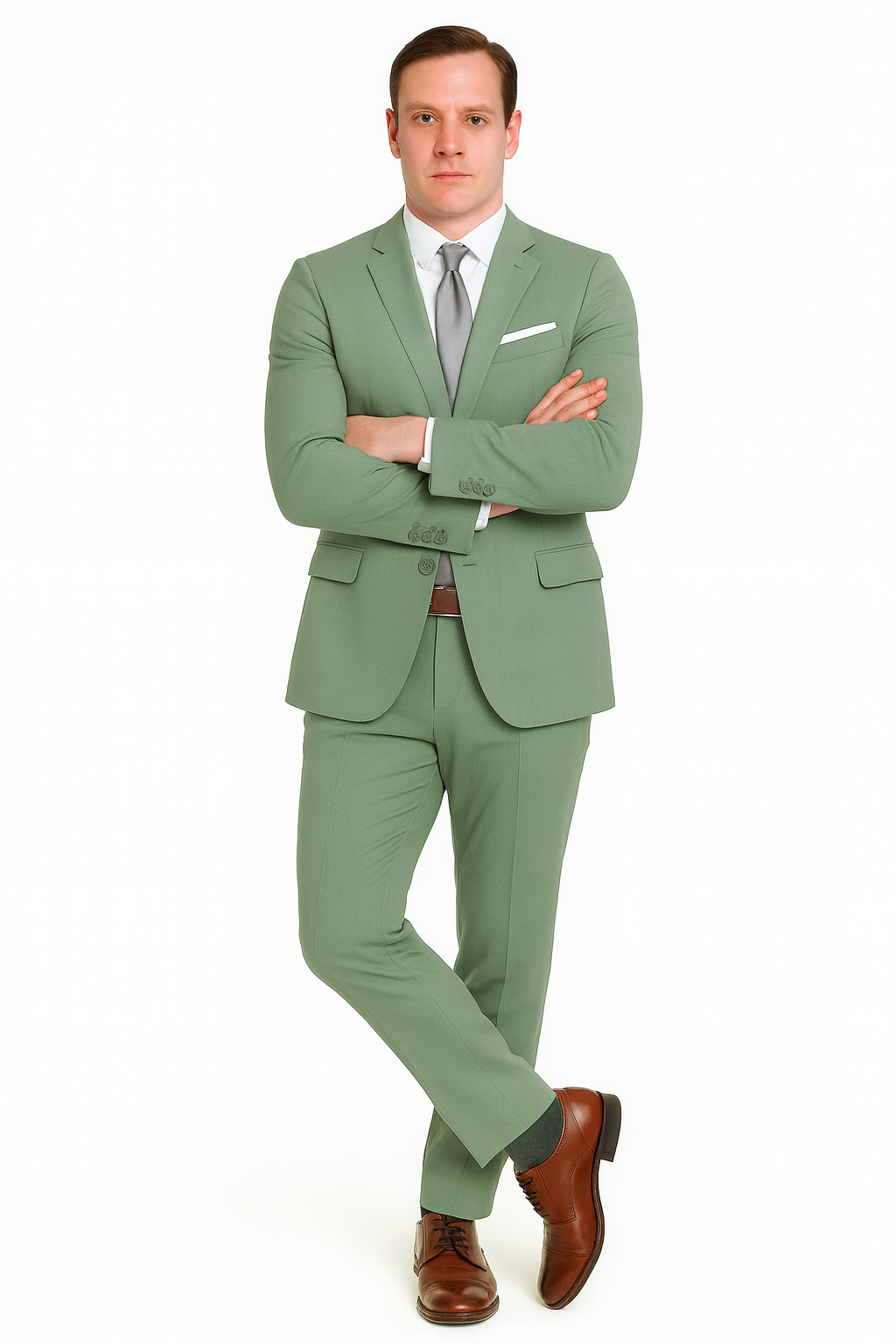 Sage Green Suits - Green Wedding Suit - Summer Suit-New Designer Collection - 38 Short Jacket+32 Waist Adjustable 28to34)(Height: 5 4 to5 7 )(Neck  15-16.5)S-M)